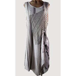 Radzoli Sleeveless Black White Patchwork Panel Tiered Dress XL Asymmetrical